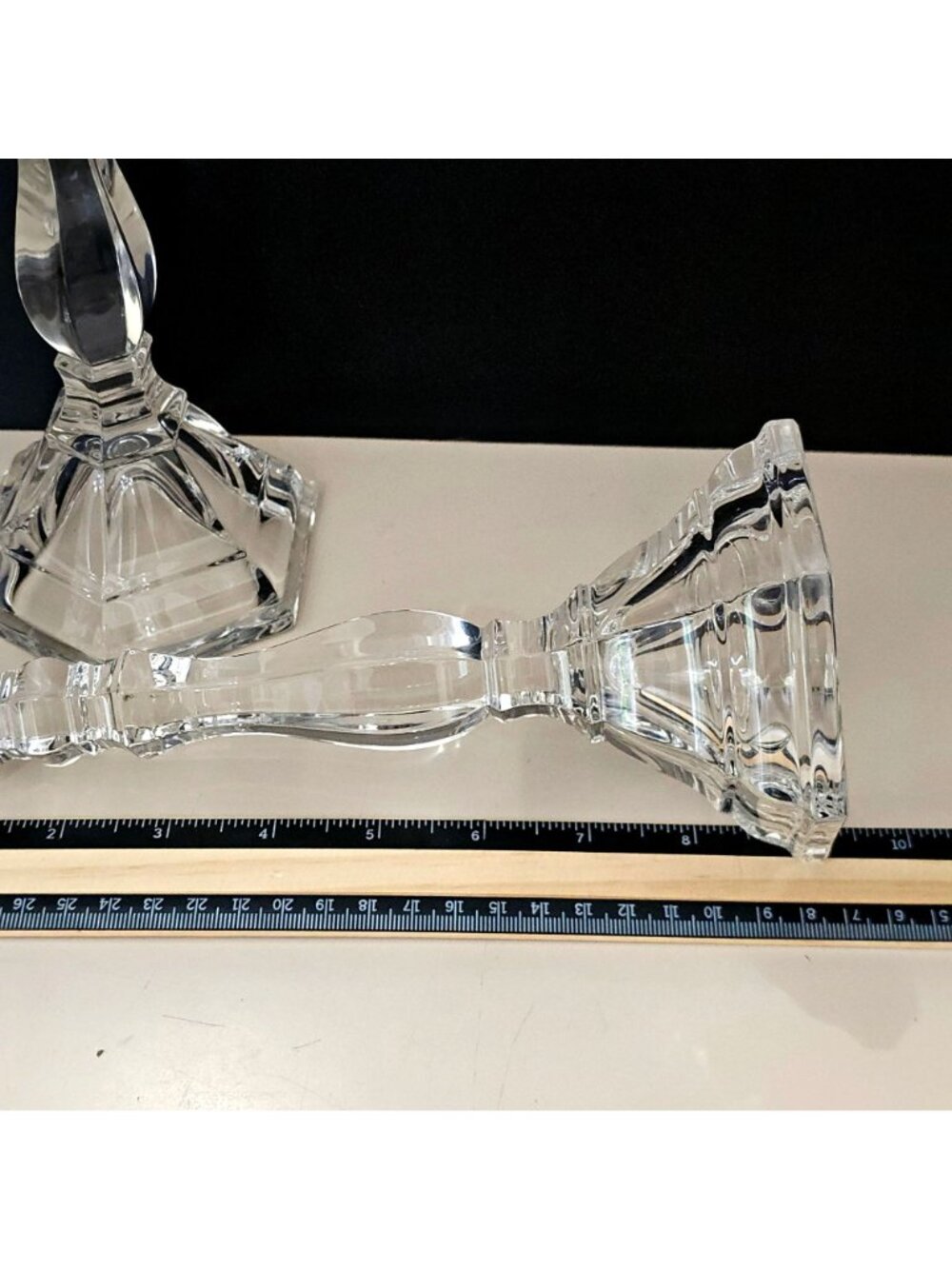 Tiffany & Co. Hampton Candlesticks 9" crystal clear sculpted taper candle holder - Picture 4 of 8